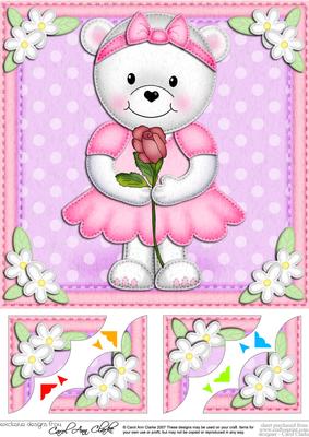 8 x 8 Teddy Tess's Rose Scalloped Corner Topper