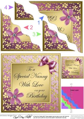 Floral Elegance Birthday Nanny Wavy Corner Stacker