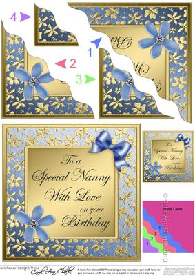 Floral Elegance Birthday Nanny Wavy Corner Stacker