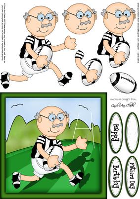 Bert Plays Rugby Quick Card N 3D Decoupage