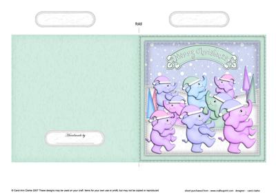 Xmas Elephants Quick Cut and Fold Card