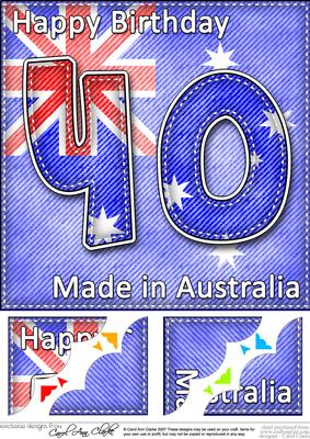 8 x 8 Flying the Flag Aus 40th Birthday Scalloped Topper