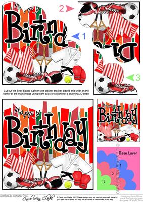 Birthday Sports & Games Shell Edged Corner Side Stacker