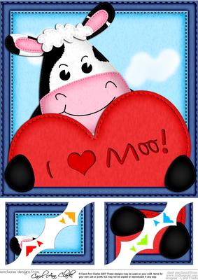 8 x 8 Milly Moo Cow's Heart Present Scalloped Corner Topper