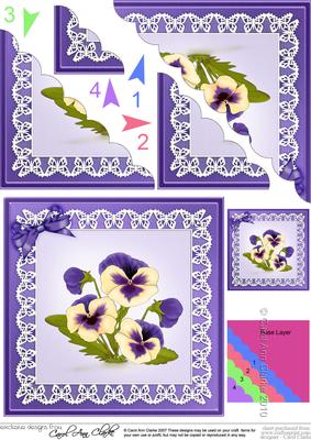 Pansy on Butterfly Lace Scallop Corner Side Stacker