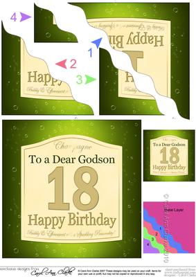 18th Birthday Godson Champagne Label Wavy Corner Side Stacke