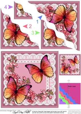 Butterflies and Flowers on Lace Wavy Corner Side Stacker