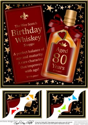 8 x 8 80th Birthday Whisky Scalloped Corner Topper