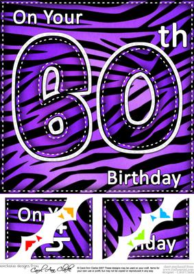8 x 8 Fun Zebra Striped 60th Birthday Scalloped Topper