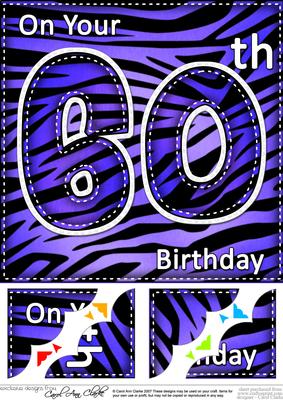 8 x 8 Fun Zebra Striped 60th Birthday Scalloped Topper