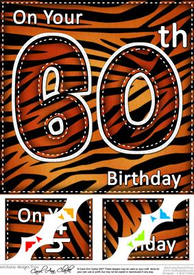 8 x 8 Fun Zebra Striped 60th Birthday Scalloped Topper