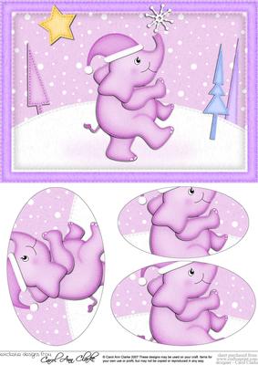 A5 Xmas Elephant Oval Pyramage Topper