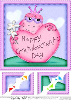 8x8 Freya Frog's Grandparents Day Heart Topper