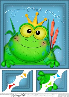 8 x 8 Freddy Frog Scalloped Corner Topper