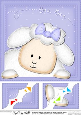 8 x 8 Little Lamb Scalloped Corner Topper