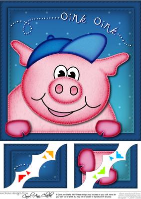 8 x 8 Ziggy Piggy Scalloped Corner Topper