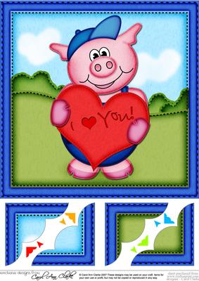 8 x 8 Ziggy Piggy's Heart Scalloped Corner Topper