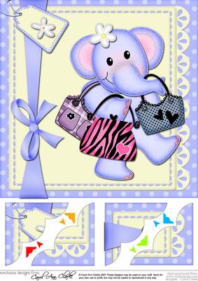 8 x 8 Lola Elephant Goes Shopping Scalloped Corner Topper