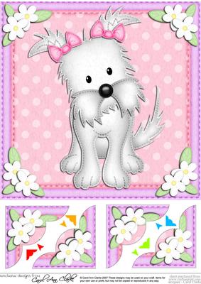 8 x 8 Jess Westie Dog Scalloped Corner Topper