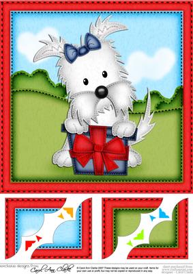 8 x 8 Jock Westie Dog's Present Scalloped Corner Topper