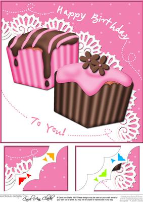 8 x 8 Fondant Fancies Birthday Cakes Scalloped Corner Topper