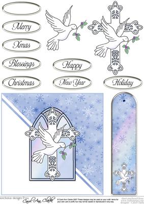 Christmas Dove 3D Decoupage Quick Card and Greetings