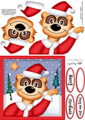 Xmas Eric Meerkat Quick Card N 3D Decoupage