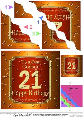 21st Birthday Godson Beer Label Wavy Corner Side Stacker