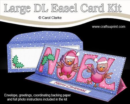 Large Dl Christmas Noel Robins Easel Card Kit