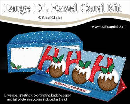 Large Dl Christmas Hohoho Xmas Puddings Easel Card Kit