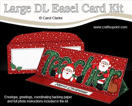 Large Dl Christmas Teacher Santa Easel Card Kit