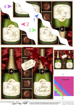Birthday Twin Brother Champers N Chocs Wavy Corner Stacker