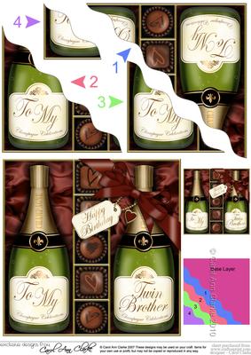 Birthday Twin Brother Champers N Chocs Wavy Corner Stacker
