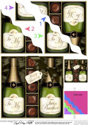 Birthday Twin Brother Champers N Chocs Wavy Corner Stacker