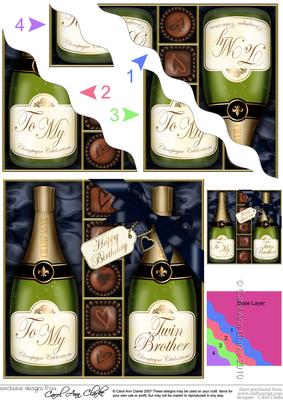 Birthday Twin Brother Champers N Chocs Wavy Corner Stacker