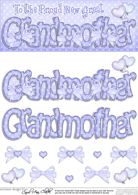 New Great Grandmother Dl Quick Card Topper N 3D Decoupage