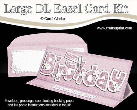 Large Dl Birthday Flowers Easel Card Kit N Envelope