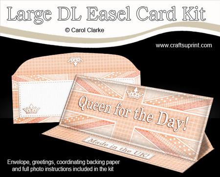 Large Dl Uk Shabby Flag Queen for the Day! Easel Card Kit N