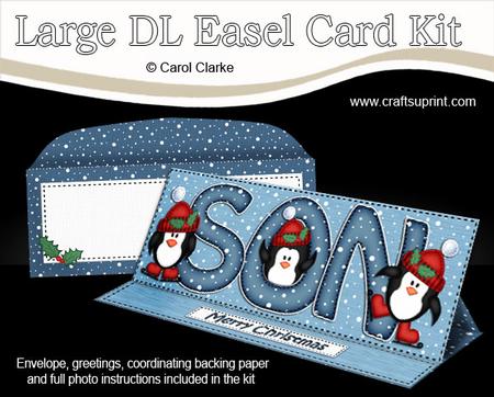 Large Dl Christmas Son Penguins Easel Card Kit