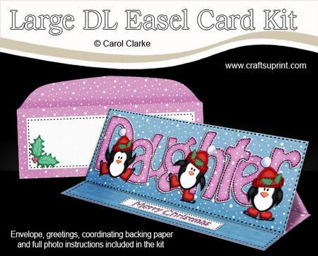 Large Dl Christmas Daughter Penguins Easel Card Kit
