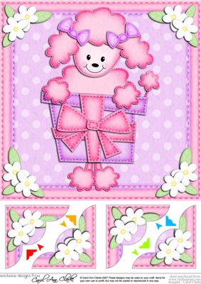 8 x 8 Bon Bon the Poodle's Present Scalloped Corner Topper