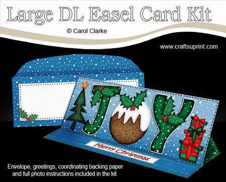 Large Dl Christmas Joy Puddings Easel Card Kit