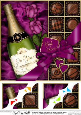 8 x 8 Engagement Champers Chocs N Roses Scalloped Corner