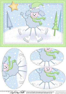 A5 Cute Christmas Poodle Dog Oval Pyramage Topper
