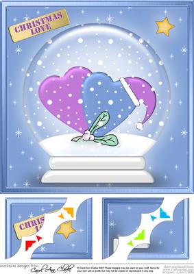 8 x 8 Xmas Love Snowglobe Scalloped Corner Topper