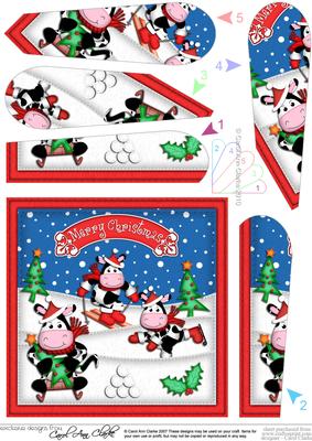 Xmas Milly Moo Cow Fan Pyramage Topper