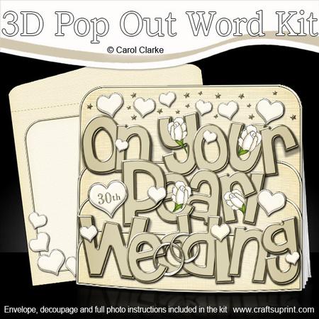3D Pearl Wedding with Roses Pop Out Word Card Kit