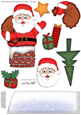 Xmas Santa Got Stuck 3D Decoupage Sheet