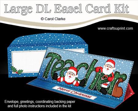 Large Dl Christmas Teacher Santa Easel Card Kit