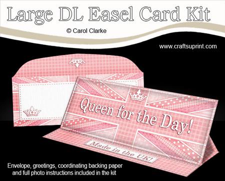 Large Dl Uk Shabby Flag Queen for the Day! Easel Card Kit N